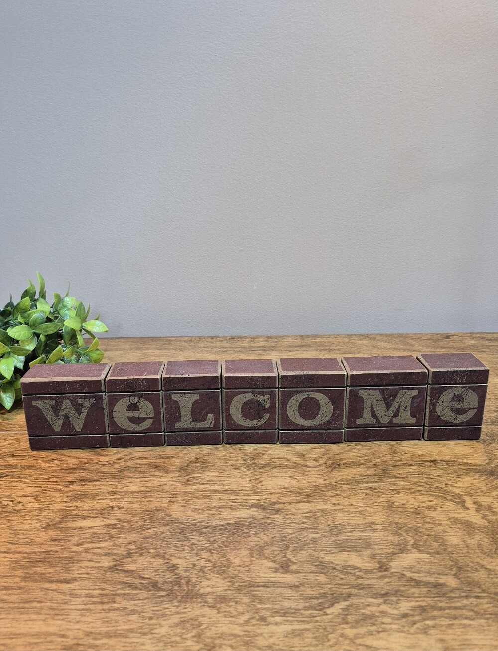 RUSTIC 'Welcome' Wooden Blocks Home Decor